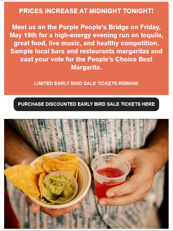 An example of FOMO being used in an email to encourage people sign up to an event