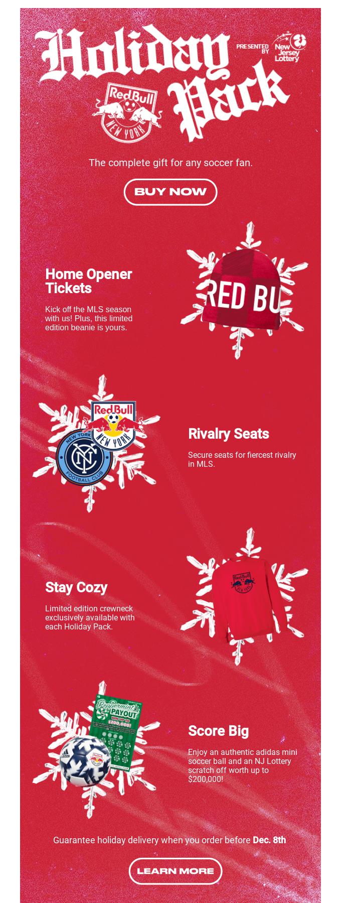 Weihnachts-Newsletter vom New York City FC mit Feiertagspaket 