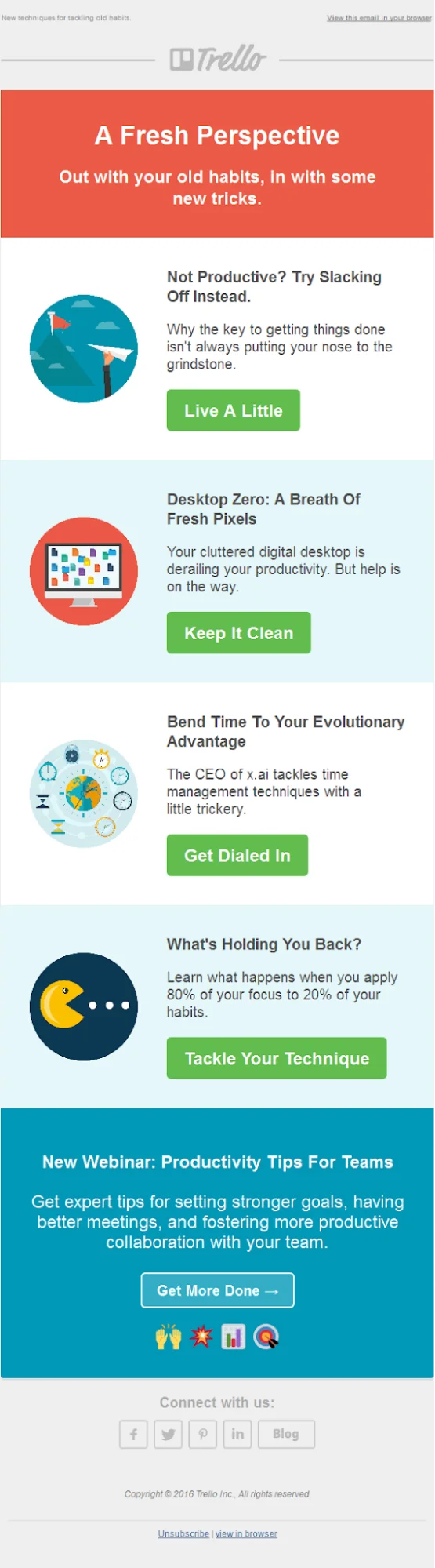 Colorful email with flat circular graphics