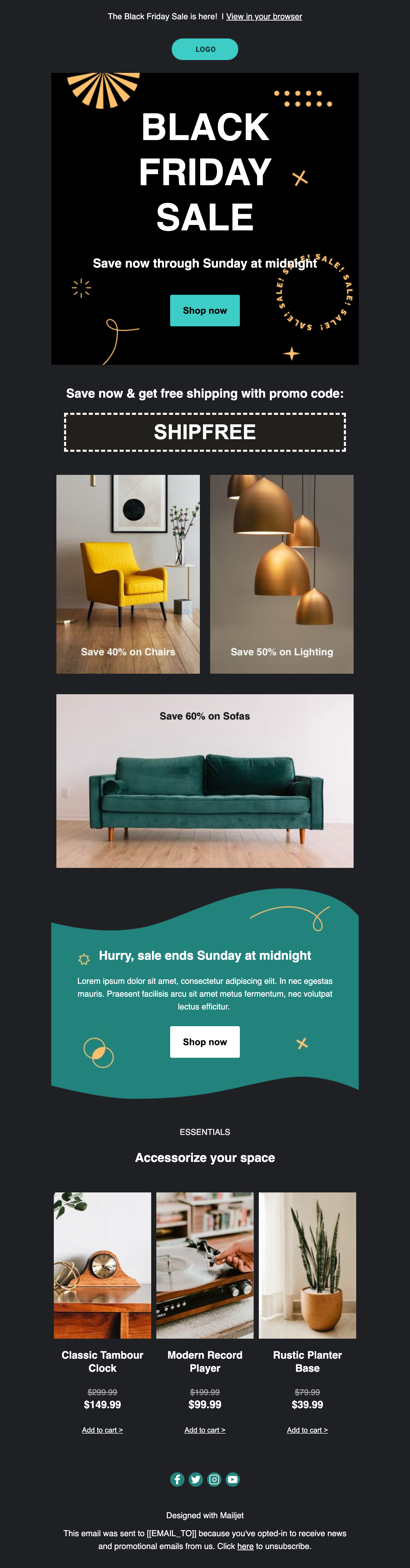 E-Mail-Vorlage “Black Friday 1” aus der Mailjet-App