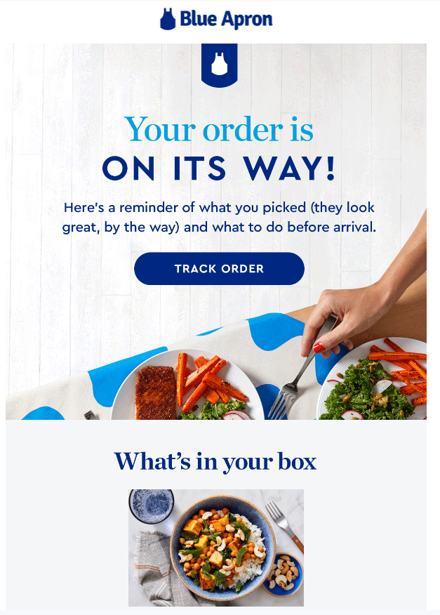 An example of a transactional email with a tracking link