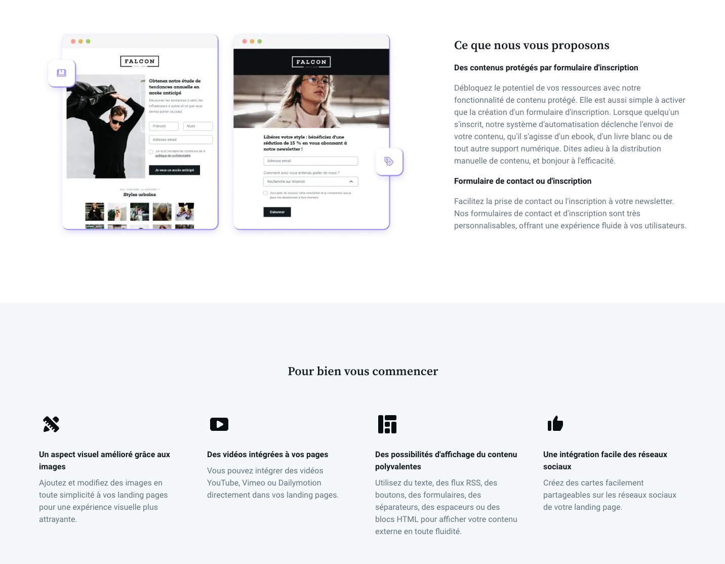Exemple de landing page de produit