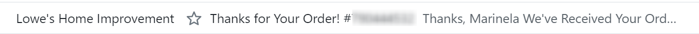 An example of a personalized subject line used in a holiday season transactional email