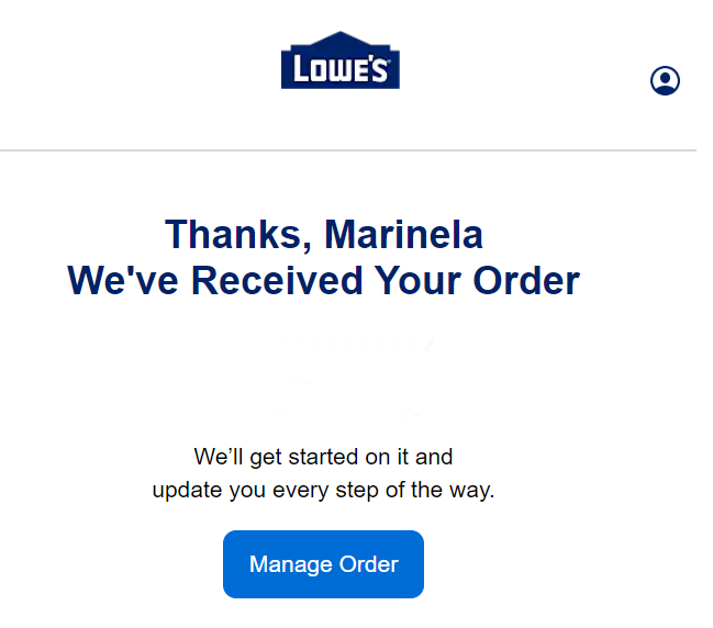 An example of a personalized holiday season transactional email