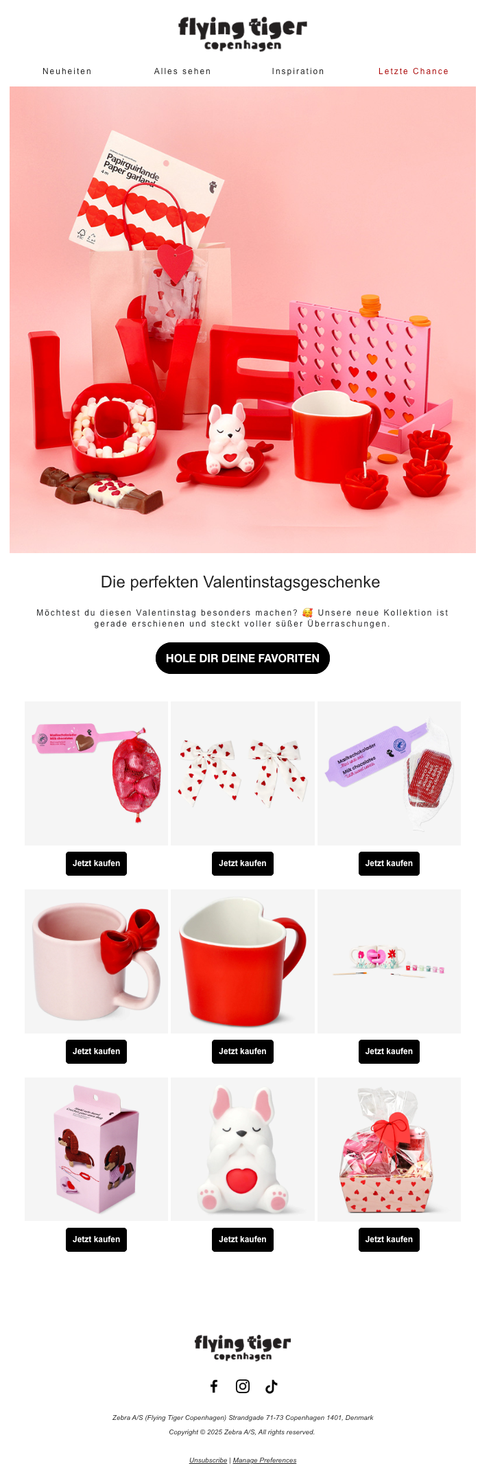 Valentinstag-Newsletter von Flying Tiger
