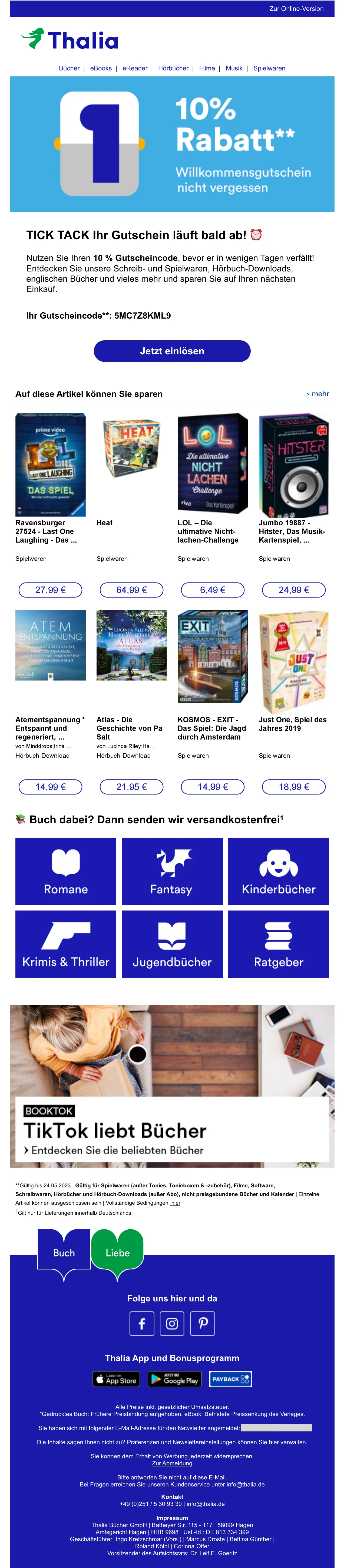 Erinnerungs-E-Mail von Thalia
