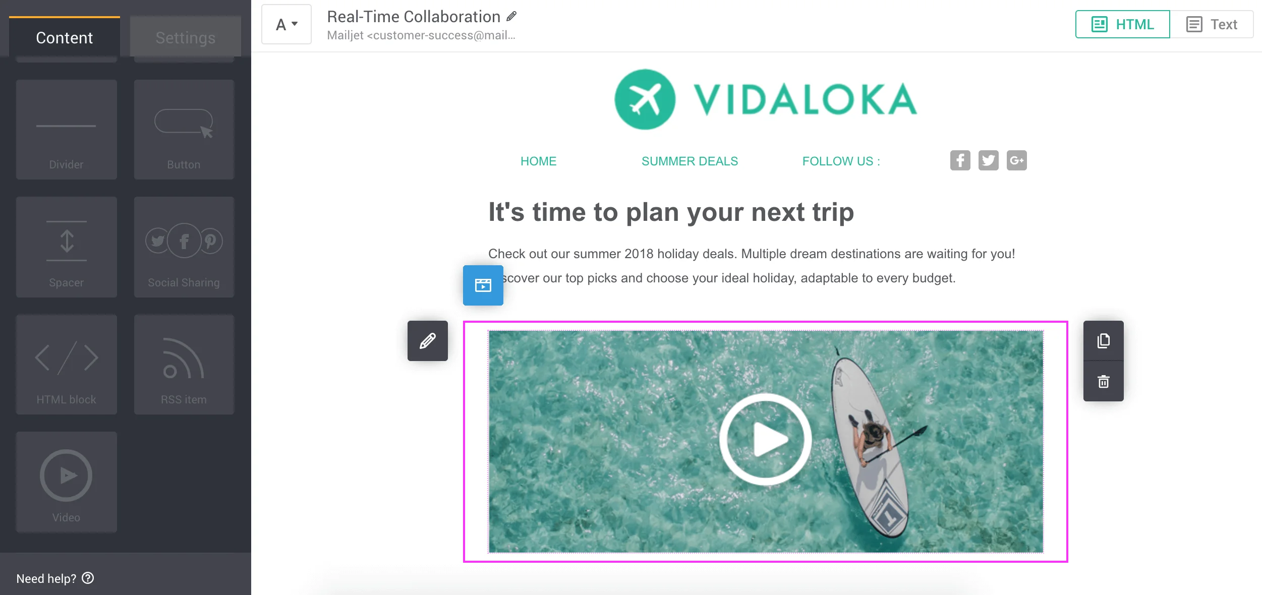 Neue Mailjet Funktion "Videovorschau" in Aktion