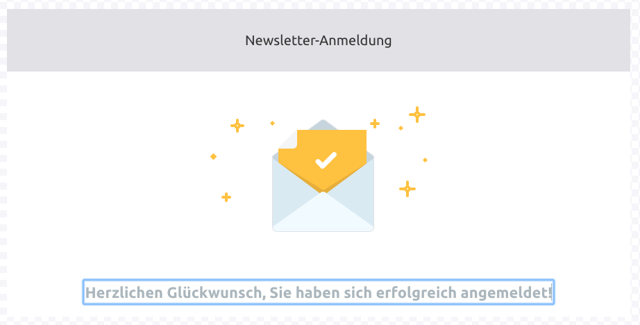 Anmelde-Widget-Bestätigungsseite