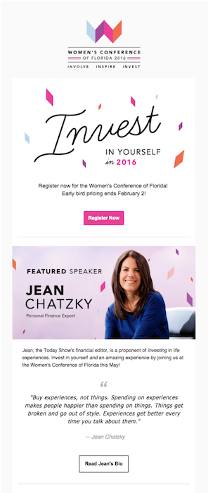 Campaña de email marketing para evento Women's Conference of Florida