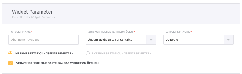 Gewünschte Kontaktliste aus einer Dropdown-Liste auswählen