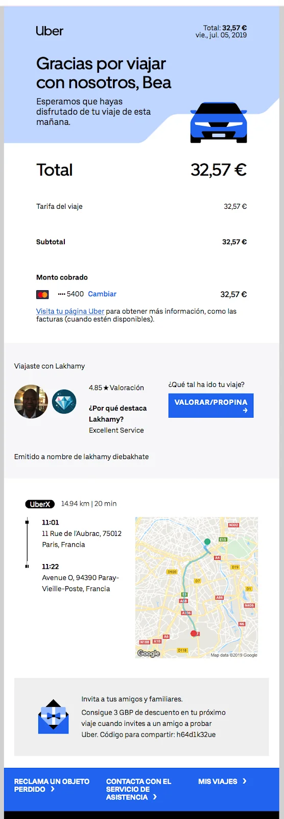 Email marketing Uber