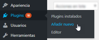 Menú plugin Mailjet en WordPress