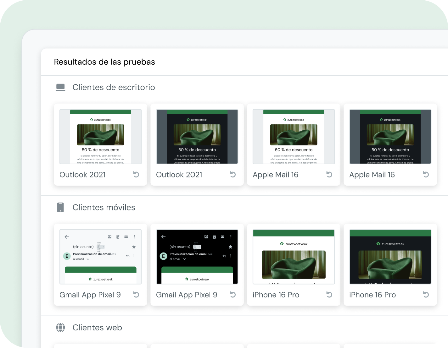 Previsualización de emails en múltiples dispositivos para campañas de bienvenida con comentarios de los clientes y funciones de personalización en Mailjet.