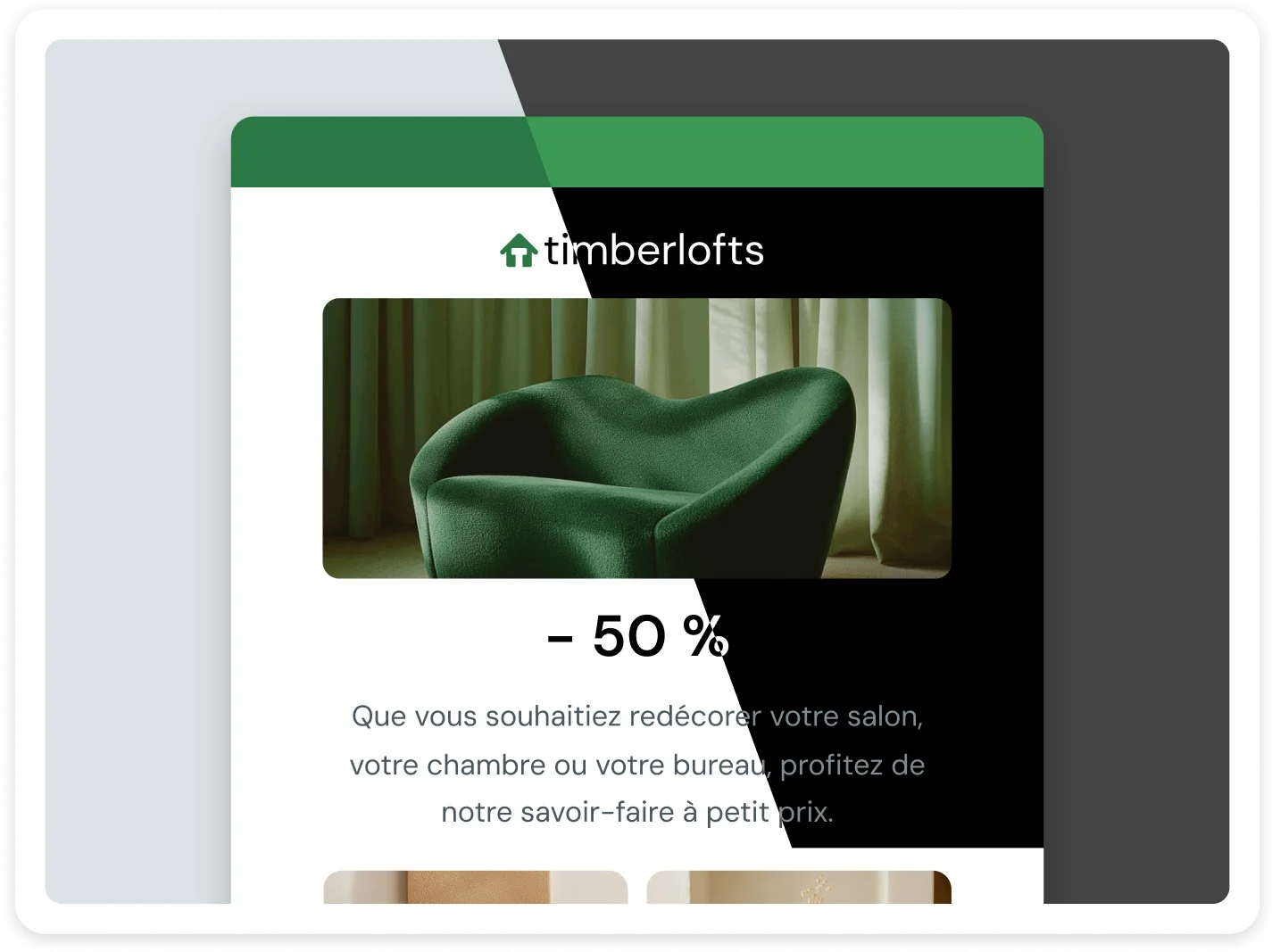 Exemple d'emails en mode sombre